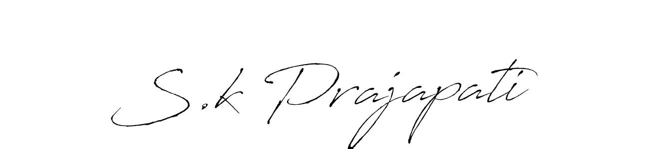 Create a beautiful signature design for name S.k Prajapati. With this signature (Antro_Vectra) fonts, you can make a handwritten signature for free. S.k Prajapati signature style 6 images and pictures png