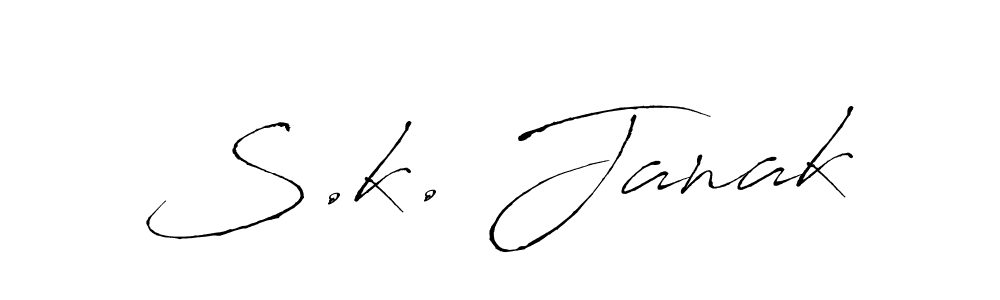 if you are searching for the best signature style for your name S.k. Janak. so please give up your signature search. here we have designed multiple signature styles  using Antro_Vectra. S.k. Janak signature style 6 images and pictures png