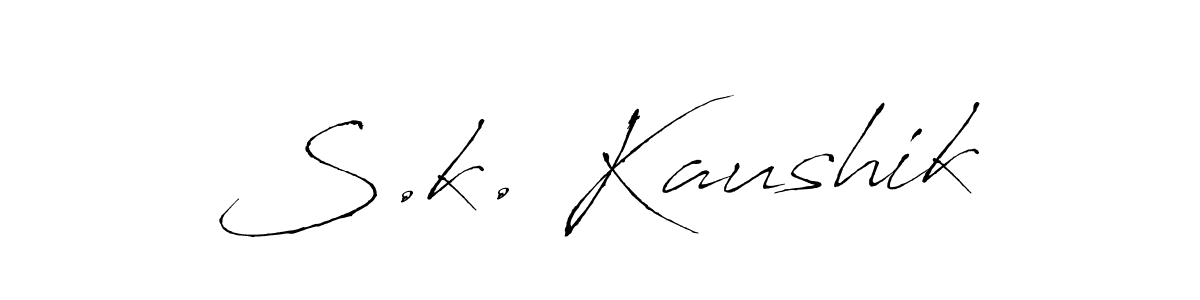 Create a beautiful signature design for name S.k. Kaushik. With this signature (Antro_Vectra) fonts, you can make a handwritten signature for free. S.k. Kaushik signature style 6 images and pictures png