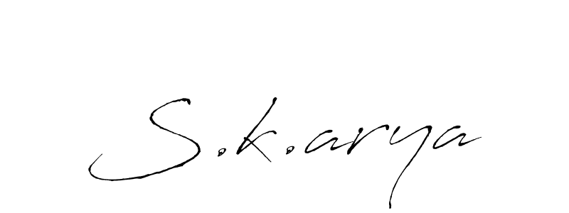 It looks lik you need a new signature style for name S.k.arya. Design unique handwritten (Antro_Vectra) signature with our free signature maker in just a few clicks. S.k.arya signature style 6 images and pictures png