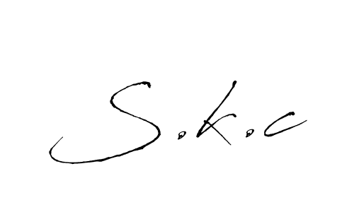 Make a beautiful signature design for name S.k.c. With this signature (Antro_Vectra) style, you can create a handwritten signature for free. S.k.c signature style 6 images and pictures png