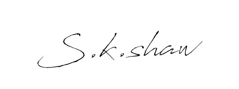 The best way (Antro_Vectra) to make a short signature is to pick only two or three words in your name. The name S.k.shaw include a total of six letters. For converting this name. S.k.shaw signature style 6 images and pictures png