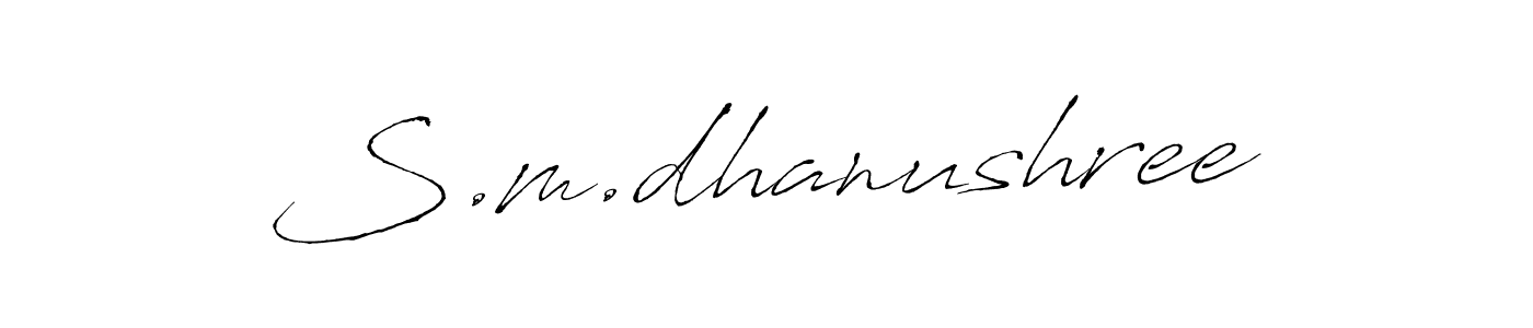 if you are searching for the best signature style for your name S.m.dhanushree. so please give up your signature search. here we have designed multiple signature styles  using Antro_Vectra. S.m.dhanushree signature style 6 images and pictures png