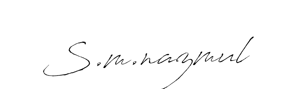 Use a signature maker to create a handwritten signature online. With this signature software, you can design (Antro_Vectra) your own signature for name S.m.nazmul. S.m.nazmul signature style 6 images and pictures png