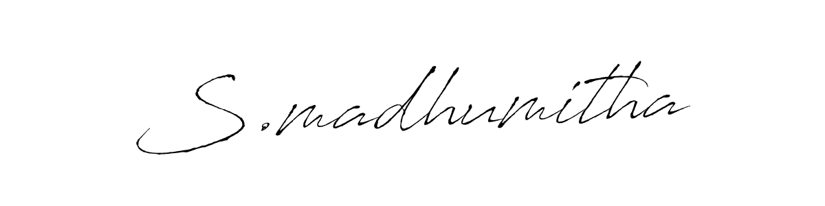 This is the best signature style for the S.madhumitha name. Also you like these signature font (Antro_Vectra). Mix name signature. S.madhumitha signature style 6 images and pictures png