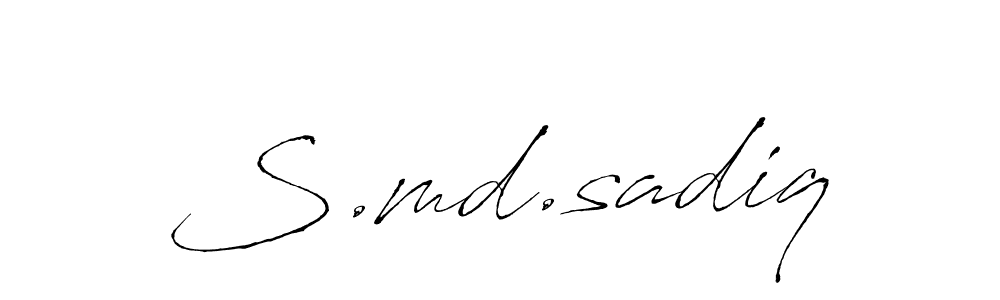 Use a signature maker to create a handwritten signature online. With this signature software, you can design (Antro_Vectra) your own signature for name S.md.sadiq. S.md.sadiq signature style 6 images and pictures png