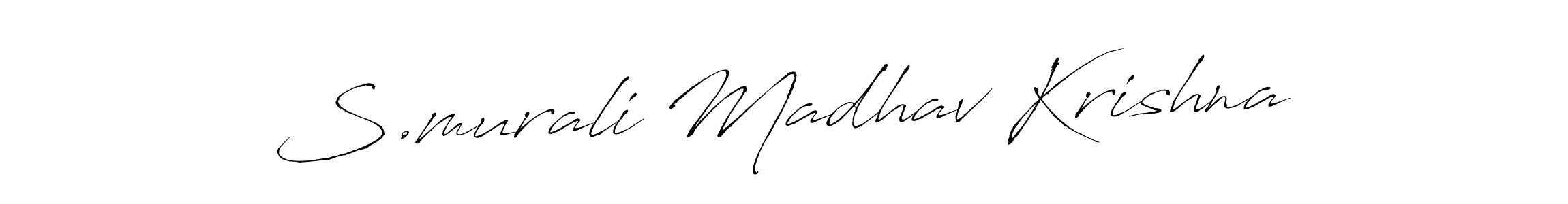 The best way (Antro_Vectra) to make a short signature is to pick only two or three words in your name. The name S.murali Madhav Krishna include a total of six letters. For converting this name. S.murali Madhav Krishna signature style 6 images and pictures png