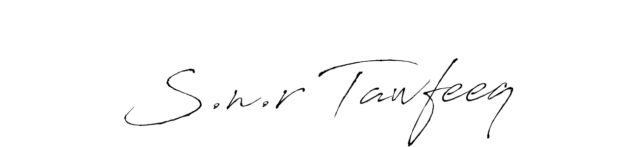 Use a signature maker to create a handwritten signature online. With this signature software, you can design (Antro_Vectra) your own signature for name S.n.r Tawfeeq. S.n.r Tawfeeq signature style 6 images and pictures png