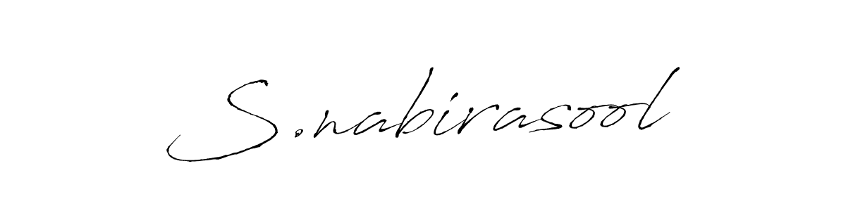 The best way (Antro_Vectra) to make a short signature is to pick only two or three words in your name. The name S.nabirasool include a total of six letters. For converting this name. S.nabirasool signature style 6 images and pictures png