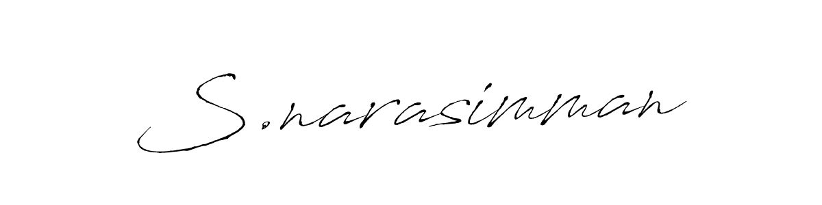 Make a beautiful signature design for name S.narasimman. With this signature (Antro_Vectra) style, you can create a handwritten signature for free. S.narasimman signature style 6 images and pictures png