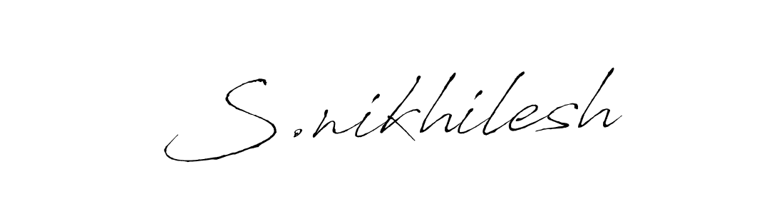 Also You can easily find your signature by using the search form. We will create S.nikhilesh name handwritten signature images for you free of cost using Antro_Vectra sign style. S.nikhilesh signature style 6 images and pictures png