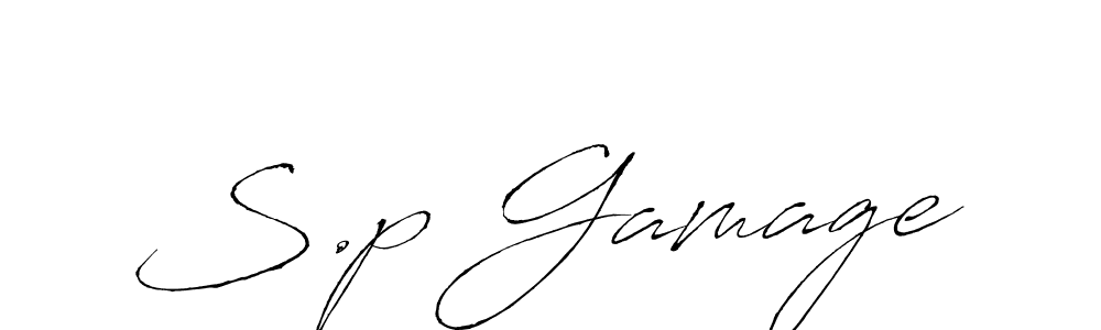 Antro_Vectra is a professional signature style that is perfect for those who want to add a touch of class to their signature. It is also a great choice for those who want to make their signature more unique. Get S.p Gamage name to fancy signature for free. S.p Gamage signature style 6 images and pictures png