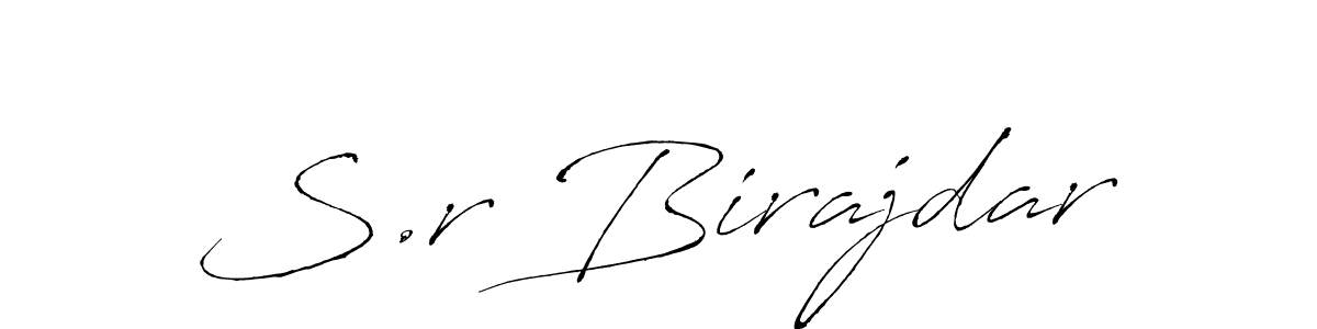 The best way (Antro_Vectra) to make a short signature is to pick only two or three words in your name. The name S.r Birajdar include a total of six letters. For converting this name. S.r Birajdar signature style 6 images and pictures png
