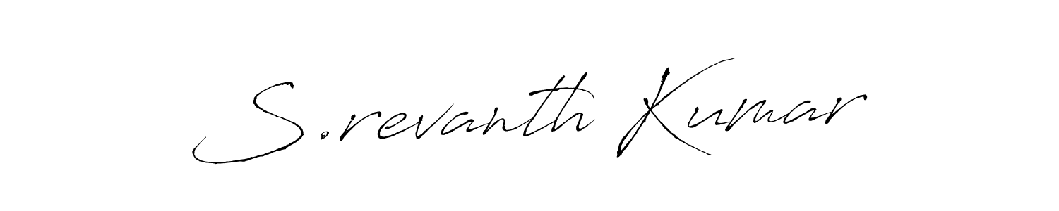 The best way (Antro_Vectra) to make a short signature is to pick only two or three words in your name. The name S.revanth Kumar include a total of six letters. For converting this name. S.revanth Kumar signature style 6 images and pictures png