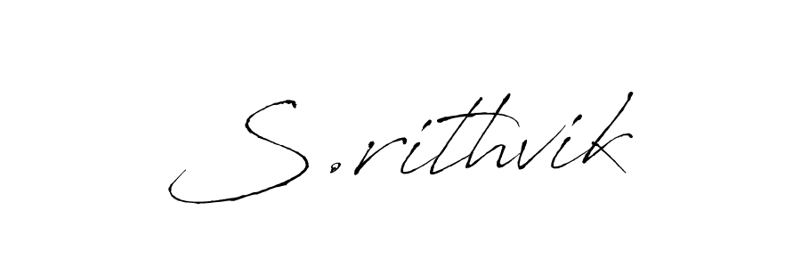 The best way (Antro_Vectra) to make a short signature is to pick only two or three words in your name. The name S.rithvik include a total of six letters. For converting this name. S.rithvik signature style 6 images and pictures png
