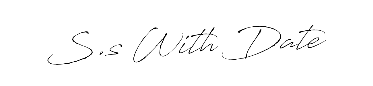 The best way (Antro_Vectra) to make a short signature is to pick only two or three words in your name. The name S.s With Date include a total of six letters. For converting this name. S.s With Date signature style 6 images and pictures png