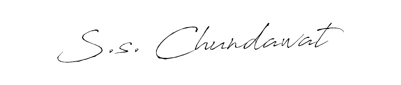 The best way (Antro_Vectra) to make a short signature is to pick only two or three words in your name. The name S.s. Chundawat include a total of six letters. For converting this name. S.s. Chundawat signature style 6 images and pictures png