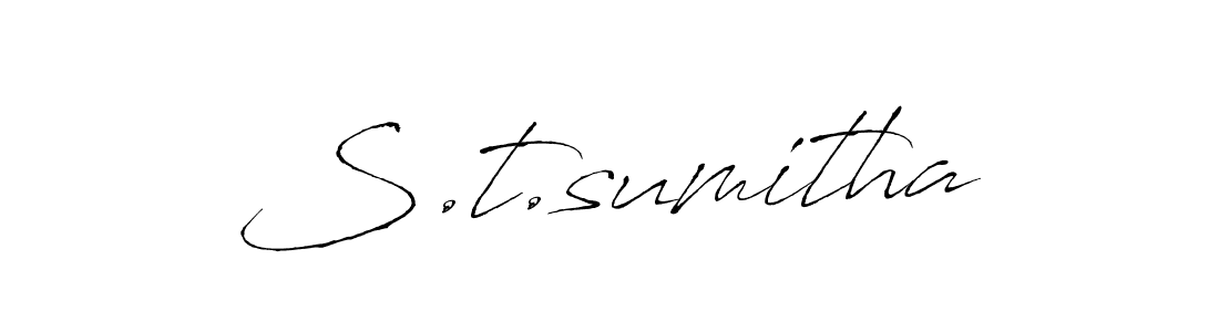 Use a signature maker to create a handwritten signature online. With this signature software, you can design (Antro_Vectra) your own signature for name S.t.sumitha. S.t.sumitha signature style 6 images and pictures png