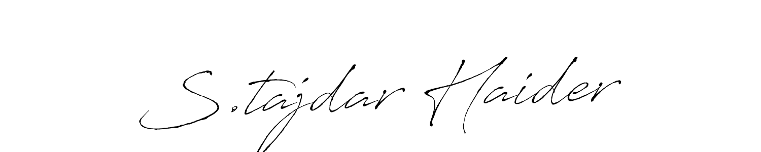 Antro_Vectra is a professional signature style that is perfect for those who want to add a touch of class to their signature. It is also a great choice for those who want to make their signature more unique. Get S.tajdar Haider name to fancy signature for free. S.tajdar Haider signature style 6 images and pictures png