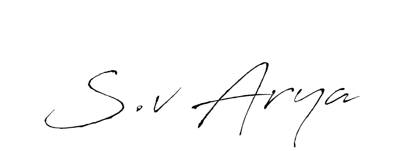 How to make S.v Arya signature? Antro_Vectra is a professional autograph style. Create handwritten signature for S.v Arya name. S.v Arya signature style 6 images and pictures png