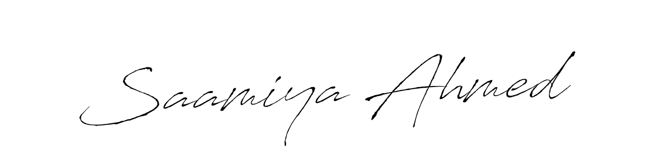 How to make Saamiya Ahmed signature? Antro_Vectra is a professional autograph style. Create handwritten signature for Saamiya Ahmed name. Saamiya Ahmed signature style 6 images and pictures png