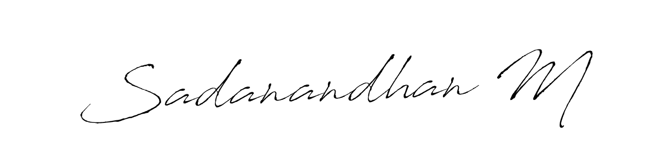 How to make Sadanandhan M name signature. Use Antro_Vectra style for creating short signs online. This is the latest handwritten sign. Sadanandhan M signature style 6 images and pictures png