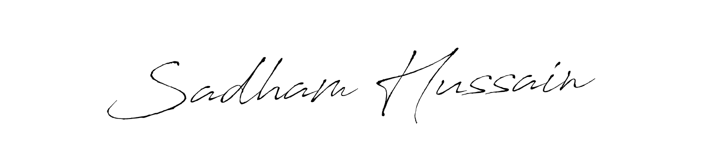 How to make Sadham Hussain signature? Antro_Vectra is a professional autograph style. Create handwritten signature for Sadham Hussain name. Sadham Hussain signature style 6 images and pictures png