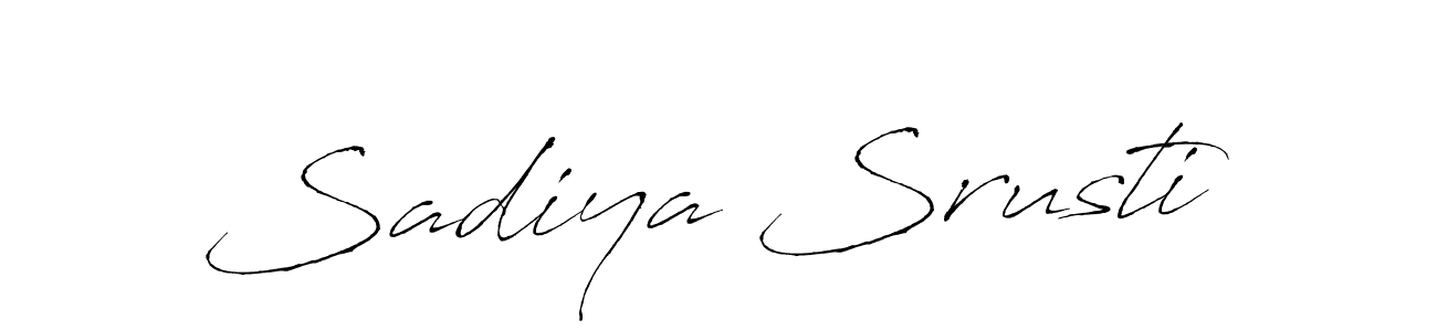 The best way (Antro_Vectra) to make a short signature is to pick only two or three words in your name. The name Sadiya Srusti include a total of six letters. For converting this name. Sadiya Srusti signature style 6 images and pictures png