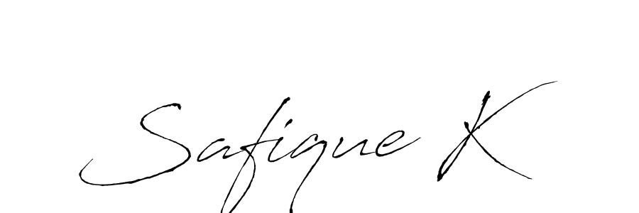 Make a beautiful signature design for name Safique K. With this signature (Antro_Vectra) style, you can create a handwritten signature for free. Safique K signature style 6 images and pictures png