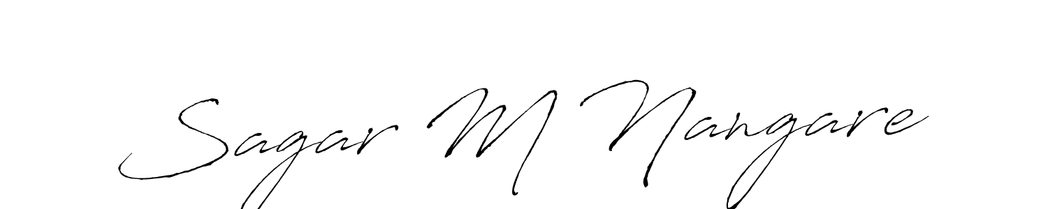 How to make Sagar M Nangare name signature. Use Antro_Vectra style for creating short signs online. This is the latest handwritten sign. Sagar M Nangare signature style 6 images and pictures png