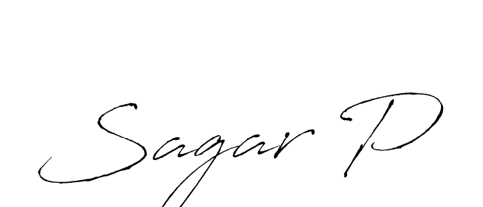 How to make Sagar P name signature. Use Antro_Vectra style for creating short signs online. This is the latest handwritten sign. Sagar P signature style 6 images and pictures png