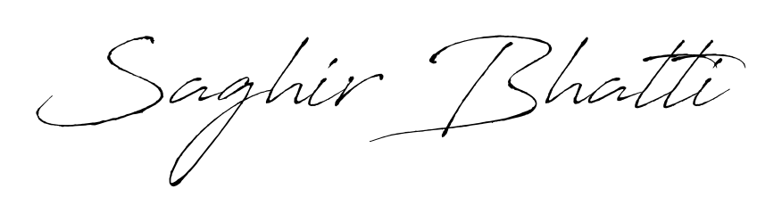 The Antro_Vectra handwriting style adds charm and authenticity to name Saghir Bhatti. A wonderful choice for personal thank-you notes. Saghir Bhatti signature style 6 images and pictures png