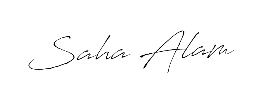 How to make Saha Alam name signature. Use Antro_Vectra style for creating short signs online. This is the latest handwritten sign. Saha Alam signature style 6 images and pictures png