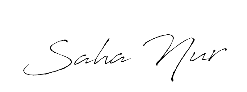 How to make Saha Nur name signature. Use Antro_Vectra style for creating short signs online. This is the latest handwritten sign. Saha Nur signature style 6 images and pictures png