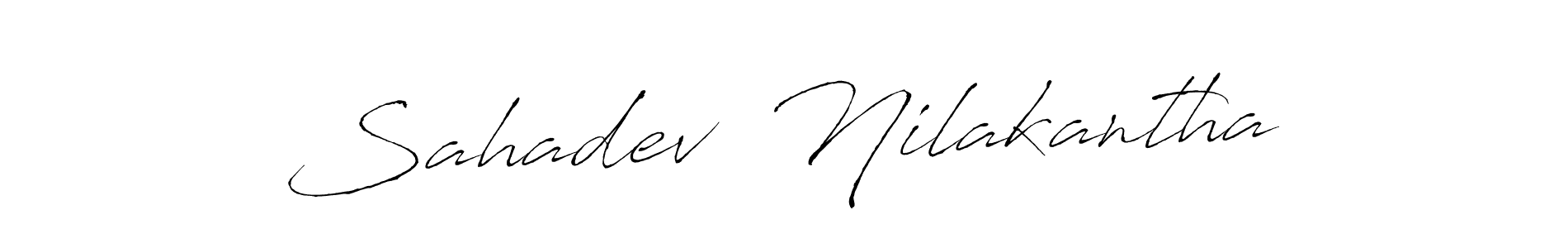 This is the best signature style for the Sahadev  Nilakantha name. Also you like these signature font (Antro_Vectra). Mix name signature. Sahadev  Nilakantha signature style 6 images and pictures png