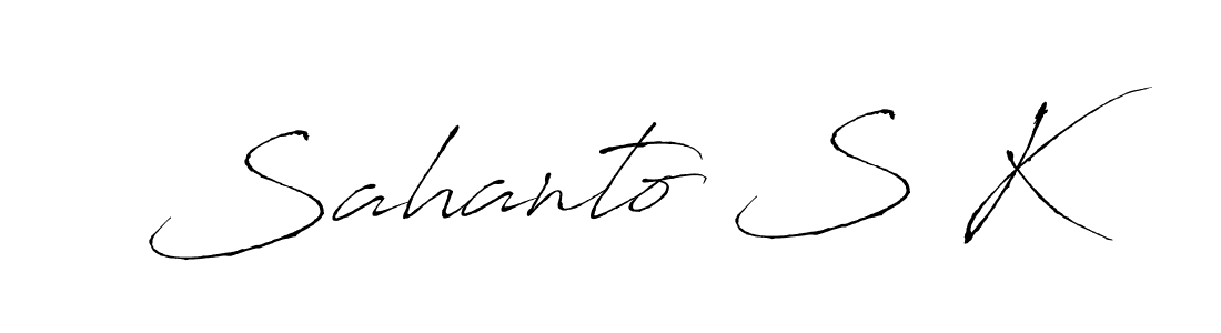 Similarly Antro_Vectra is the best handwritten signature design. Signature creator online .You can use it as an online autograph creator for name Sahanto S K. Sahanto S K signature style 6 images and pictures png