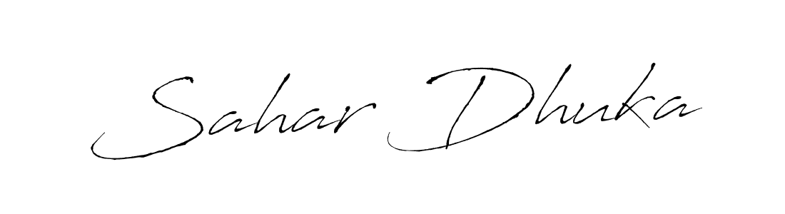 How to make Sahar Dhuka name signature. Use Antro_Vectra style for creating short signs online. This is the latest handwritten sign. Sahar Dhuka signature style 6 images and pictures png
