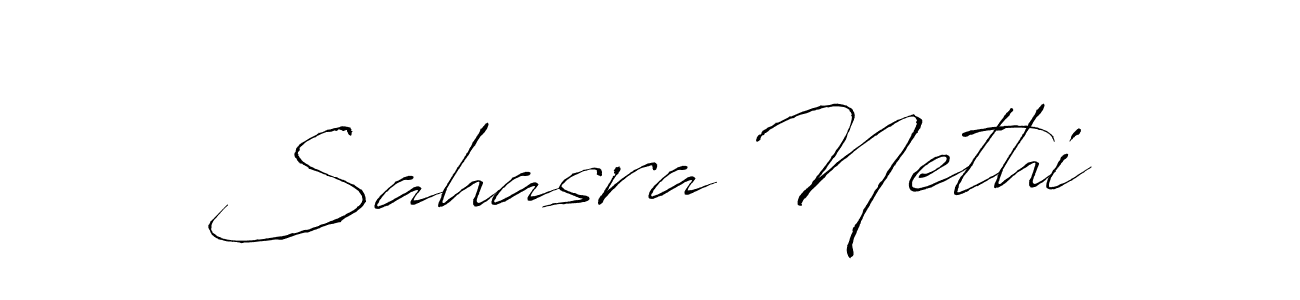 Make a beautiful signature design for name Sahasra Nethi. With this signature (Antro_Vectra) style, you can create a handwritten signature for free. Sahasra Nethi signature style 6 images and pictures png
