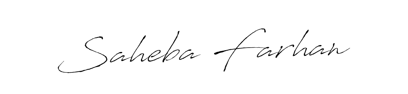 Create a beautiful signature design for name Saheba Farhan. With this signature (Antro_Vectra) fonts, you can make a handwritten signature for free. Saheba Farhan signature style 6 images and pictures png