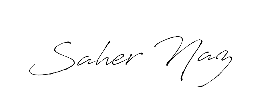 Make a beautiful signature design for name Saher Naz. With this signature (Antro_Vectra) style, you can create a handwritten signature for free. Saher Naz signature style 6 images and pictures png