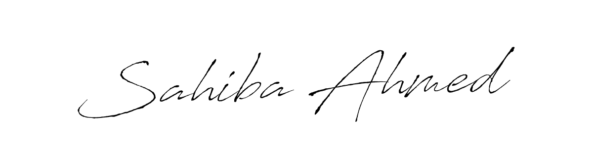 How to make Sahiba Ahmed name signature. Use Antro_Vectra style for creating short signs online. This is the latest handwritten sign. Sahiba Ahmed signature style 6 images and pictures png