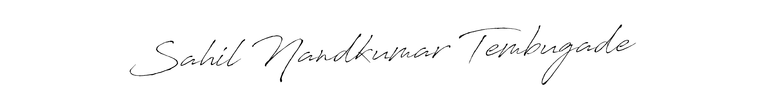 How to make Sahil Nandkumar Tembugade name signature. Use Antro_Vectra style for creating short signs online. This is the latest handwritten sign. Sahil Nandkumar Tembugade signature style 6 images and pictures png