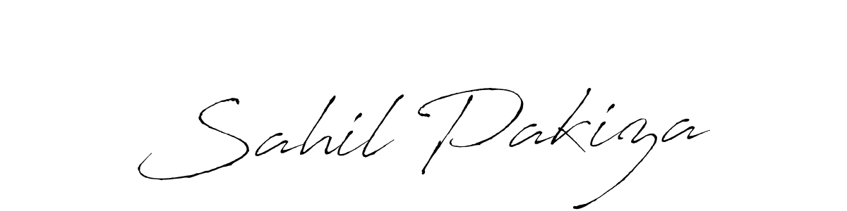 The best way (Antro_Vectra) to make a short signature is to pick only two or three words in your name. The name Sahil Pakiza include a total of six letters. For converting this name. Sahil Pakiza signature style 6 images and pictures png