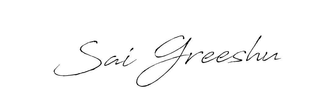 Create a beautiful signature design for name Sai Greeshu. With this signature (Antro_Vectra) fonts, you can make a handwritten signature for free. Sai Greeshu signature style 6 images and pictures png