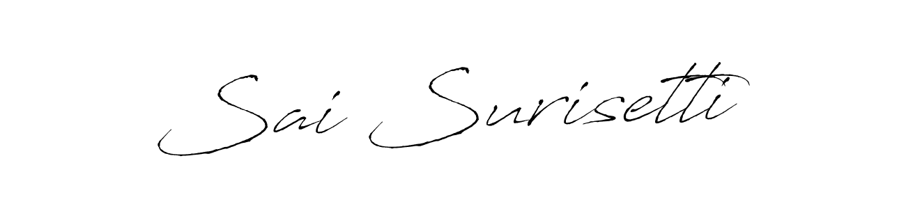 The best way (Antro_Vectra) to make a short signature is to pick only two or three words in your name. The name Sai Surisetti include a total of six letters. For converting this name. Sai Surisetti signature style 6 images and pictures png