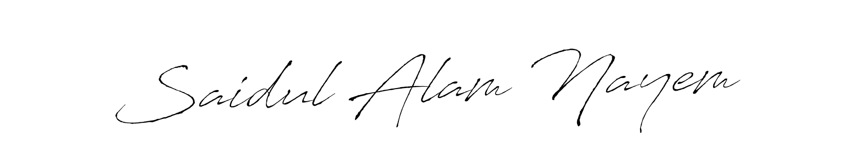 The best way (Antro_Vectra) to make a short signature is to pick only two or three words in your name. The name Saidul Alam Nayem include a total of six letters. For converting this name. Saidul Alam Nayem signature style 6 images and pictures png