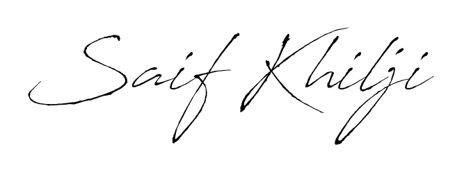 Personalize your online presence with Saif Khilji signature rendered in elegant Antro_Vectra font. Great for website footers and blogs. Saif Khilji signature style 6 images and pictures png