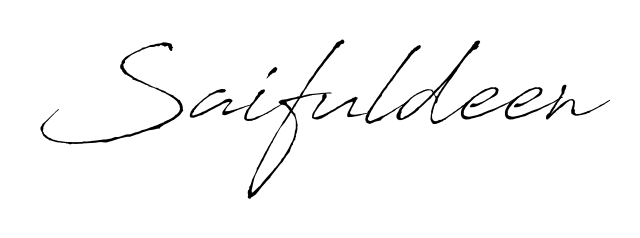 Enhance your business communications with Saifuldeen signature in Antro_Vectra lettering. Clean, modern, and universally compatible. Saifuldeen signature style 6 images and pictures png