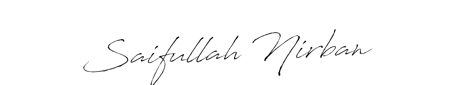 How to make Saifullah Nirban name signature. Use Antro_Vectra style for creating short signs online. This is the latest handwritten sign. Saifullah Nirban signature style 6 images and pictures png