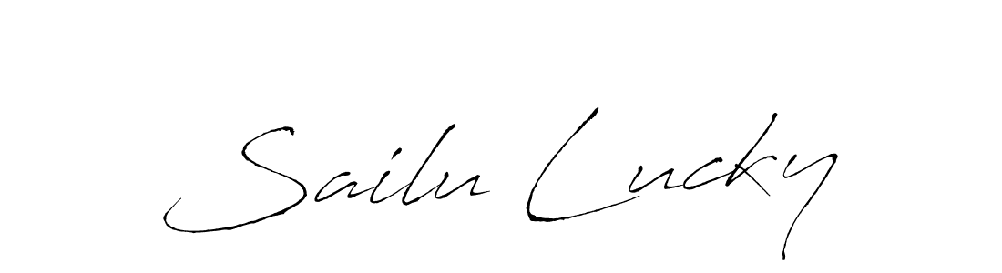 Make a beautiful signature design for name Sailu Lucky. With this signature (Antro_Vectra) style, you can create a handwritten signature for free. Sailu Lucky signature style 6 images and pictures png